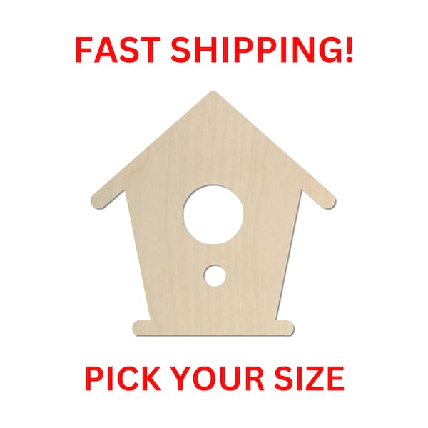 Unfinished Wooden Birdhouse Shape 01 | Birdhouse Cutout | Craft Supplies | Bulk Garden Bird House Chick