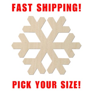 Unfinished Wooden Snowflake Shape | Winter Snowflake Cutout | Wood Blank Cutout | Laser Cut