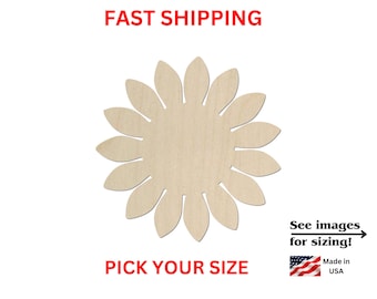 Unfinished Wooden Sunflower Shape | Unfinished Wooden Flower Cutout | Craft Supplies | Laser Cut | Bulk Daisy Blank