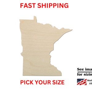 Unfinished Wooden Minnesota State Shape | USA State Cutout | Crafting Supplies | Bulk States