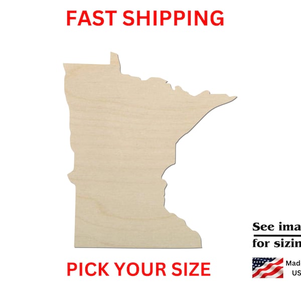 Unfinished Wooden Minnesota State Shape | USA State Cutout | Crafting Supplies | Bulk States