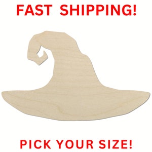 Unfinished Wooden Witch Hat Shape 02 | Wood Cutout Shape | Laser Cut Blanks | Unfinished Halloween | DIY Craft Blanks