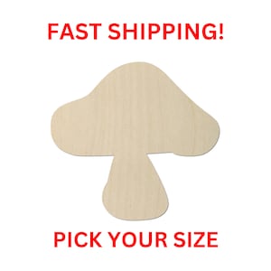 Unfinished Wooden Mushroom Shape 03 |  Laser Cut | Unfinished Wood Cutout Shapes Fruit Vegetable Garden Spring Plant