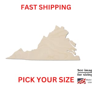 Unfinished Wooden Virginia State Shape | USA State Cutout | Crafting Supplies | Bulk States