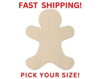 Unfinished Wooden Gingerbread Man Wood Blank | Gingerbread Wood Cutout Shape | Laser Cut Blanks | Unfinished | DIY Craft Blanks