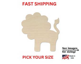 Unfinished Wooden Lion Shape | Wildlife Wood Cutout Shape | Laser Cut Blanks | Nursery Cutouts | DIY Craft Blanks