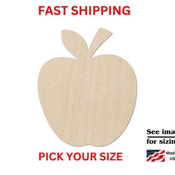 Unfinished Wooden Apple Shape 02 | Unfinished Wooden Apple Teacher Cutout | Craft Supplies | Apple Cut out | Bulk Apple Blank