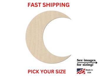 Unfinished Wooden Crescent Moon Shape | Crescent Moon Blank Cutout | Craft Supplies | Bulk Crescent Moon Wholesale