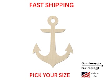 Unfinished Wooden Anchor Shape  | Nautical Wood Cutout Shapes Vacation Marine Ship Pirate Sea Ocean Beach