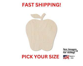 Unfinished Wooden Apple Shape 03 | Unfinished Wooden Apple Teacher Cutout | Craft Supplies | Apple Cut out | Bulk Apple Blank