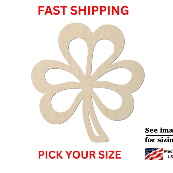 Unfinished Wooden Clover Shape | Clover Wood Cutout Shape | Laser Cut Blanks | Unfinished | DIY Craft Blanks | St. Patrick's Day