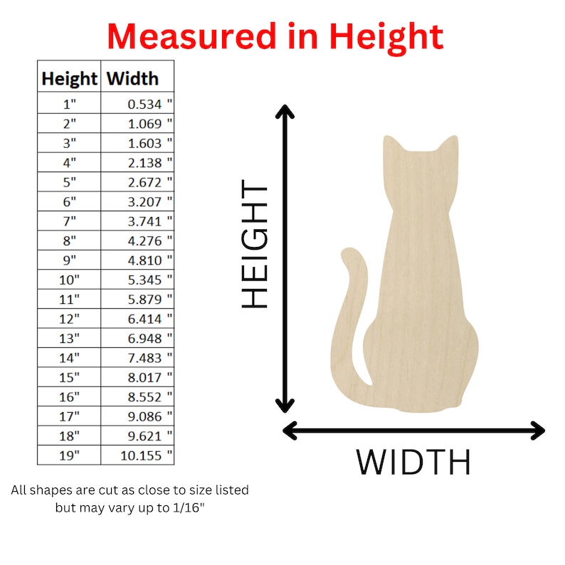 Forma de gato de madera inacabada / Recorte en blanco de gato sentado / Suministros de artesanía / Gato a granel imagen 2