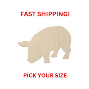 Unfinished Wooden Pig Shape | Pig Wood Cutout Shape | Laser Cut Blanks | Unfinished | DIY Craft Blanks