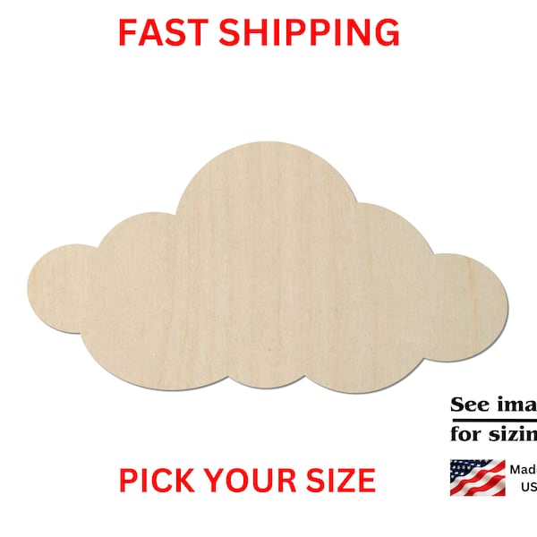 Unfinished Wooden Cloud Shape 01 | Cloud Blank Cutout | Craft Supplies | Bulk Cloud | Nursery Decor