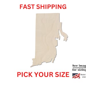 Unfinished Wooden Rhode Island State Shape | USA State Cutout | Crafting Supplies | Bulk States