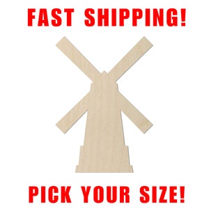 Unfinished Wooden Windmill Shape | Farmhouse Windmill Blank Cutout | Craft Supplies | Bulk Windmill