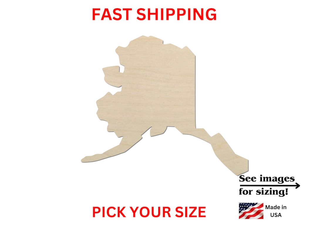 Unfinished Wooden Alaska State Shape | USA State Cutout | Crafting ...