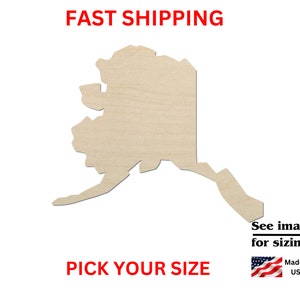 Unfinished Wooden Alaska State Shape | USA State Cutout | Crafting Supplies | Bulk States