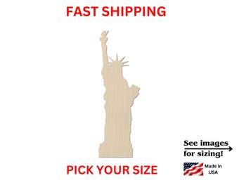 Unfinished Wooden Statue of Liberty Shape | Independence Day Blank Cut Out | Craft Supplies | Crafting Blanks | Bulk Wholesale