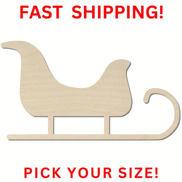 Unfinished Wooden Sleigh Shape | Santa's Sleigh Cutout | Bulk Wholesale | Laser Cut