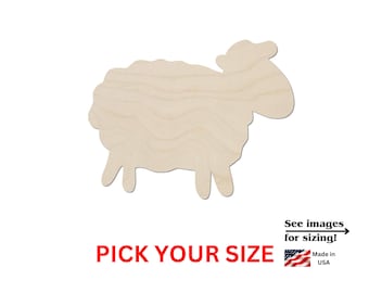 Unfinished Wooden Sheep Shape | Sheep Wood Cutout Shape | Laser Cut Blanks | Farm Animals | DIY Craft Blanks