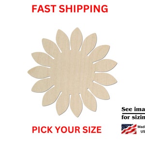 Unfinished Wooden Sunflower Shape | Unfinished Wooden Flower Cutout | Craft Supplies | Laser Cut | Bulk Daisy Blank