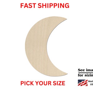 Unfinished Wooden Moon Shape | Crescent Moon Blank Cutout | Craft Supplies | Bulk Crescent Moon Wholesale
