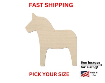 Unfinished Wooden Dala horse Shape | Dala Horse Wood Cutout Shape | Laser Cut Blanks | Unfinished | DIY Craft Blanks