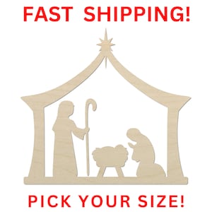 Unfinished Wooden Nativity Shape | Nativity Scene Wood Cutout Shape | Laser Cut Blanks | Unfinished | DIY Craft Blanks