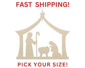 Unfinished Wooden Nativity Shape | Nativity Scene Wood Cutout Shape | Laser Cut Blanks | Unfinished | DIY Craft Blanks