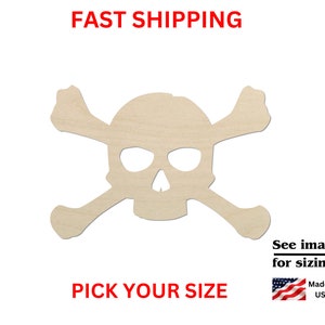 Unfinished Wooden Skull and Bones Shape | Skull Wood Cutout Shape | Laser Cut Blanks | Unfinished | DIY Craft Blanks