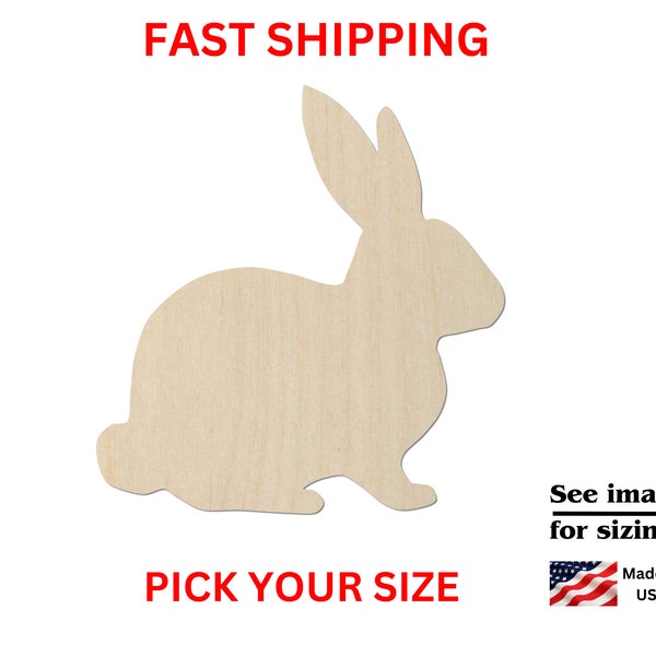 Unfinished Wooden Bunny Rabbit Shape 01 | Bunny Rabbit Wood Cutout Shape | Laser Cut | Crafting Supplies | Unfinished | DIY Craft Blanks