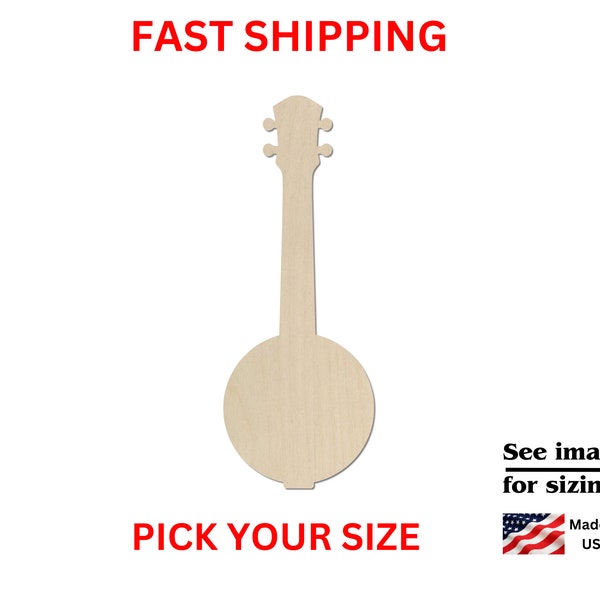 Unfinished Wooden Banjo Shape | Wood Banjo Cutout | Band Craft Supplies | DIY Cut out | Bulk Wholesale