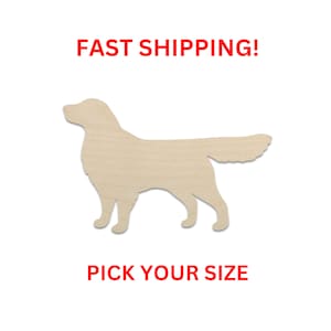 Unfinished Wooden Golden Retriever Shape | Pet Dog Cutout | Craft Supplies | Bulk Dog Cut out | Laser Cut