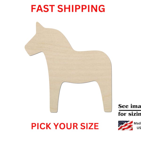 Unfinished Wooden Dala horse Shape | Dala Horse Wood Cutout Shape | Laser Cut Blanks | Unfinished | DIY Craft Blanks