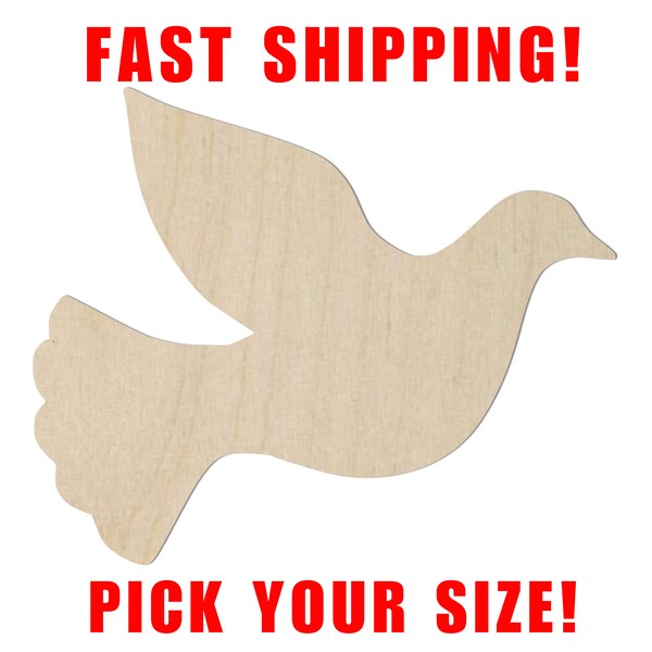 Unfinished Wooden Dove Shape 02 | Bird Cutout | Dove Love Bird Blank | DIY Crafting Supplies