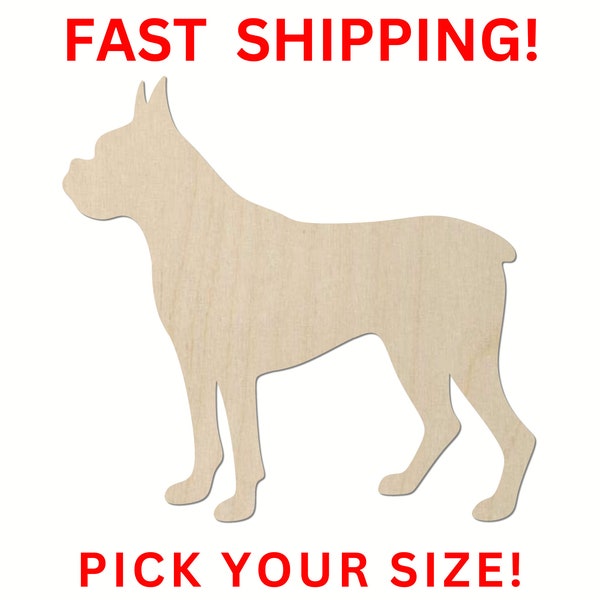 Unfinished Wooden Boxer Shape | Boxer Dog Cutout | Craft Supplies | Bulk Dog Cut out | Laser Cut