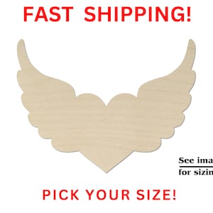 Unfinished Wooden Heart with Wings Shape | Heart With Wings Blank Cutout | Craft Supplies | Laser Cut