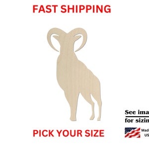 Unfinished Wooden Mountain Sheep Shape |  Ram Wood Cutout Shape | Laser Cut Blanks | Unfinished | DIY Craft Blanks | Bulk Wholesale