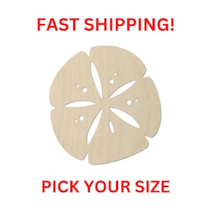 Unfinished Wooden Sand Dollar Shape 02 | Wood Shapes | Crafting Supplies | Laser Cut Cutout Shapes Marine Sea Life Beach Vacation Shell