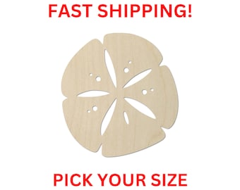 Unfinished Wooden Sand Dollar Shape 02 | Wood Shapes | Crafting Supplies | Laser Cut Cutout Shapes Marine Sea Life Beach Vacation Shell
