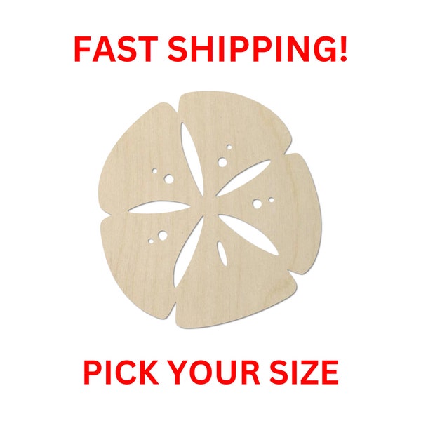 Unfinished Wooden Sand Dollar Shape 02 | Wood Shapes | Crafting Supplies | Laser Cut Cutout Shapes Marine Sea Life Beach Vacation Shell