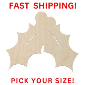 Holly - Laser Cut Out Unfinished Wood Craft Shape XMS22 Holly - Laser Cut Out Unfinished Wood Craft Shape XMS22