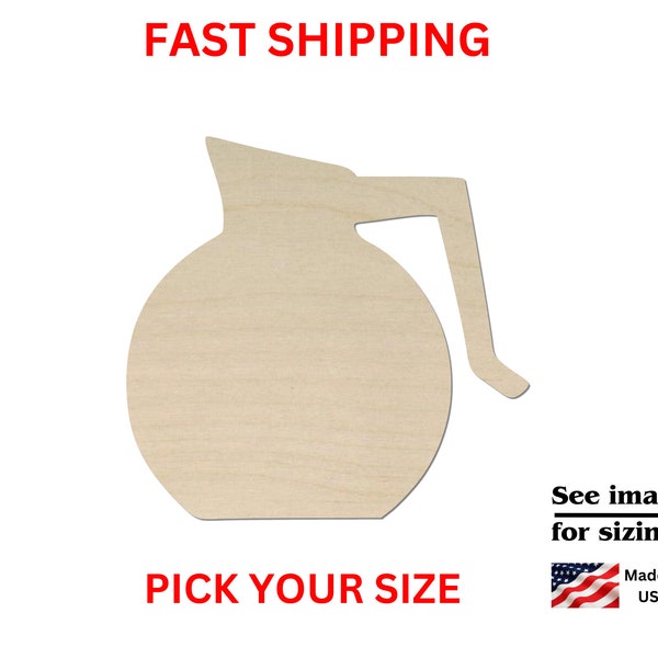 Unfinished Wooden Coffee Pot Shape | Coffee Carafe Shape | Craft Supplies | Wooden Cutout | Home Decor Sign