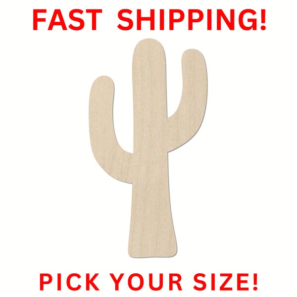 Unfinished Wooden Cactus Blank | Cactus Wood Cutout Shape | Laser Cut Blanks | Unfinished | DIY Craft Blanks