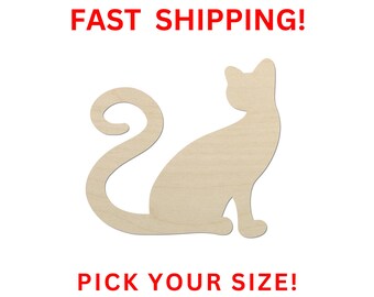 Unfinished Wooden Cat Shape | Cat Blank Cutout | Craft Supplies | Bulk Cat