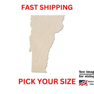 Unfinished Wooden Vermont State Shape | USA State Cutout | Crafting Supplies | Bulk States