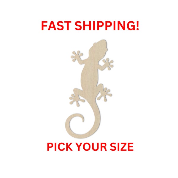 Unfinished Wooden Gecko Shape | DIY Crafting Supplies | Gecko Cutouts | Blank Lizard Gecko Reptile | Bulk Gecko