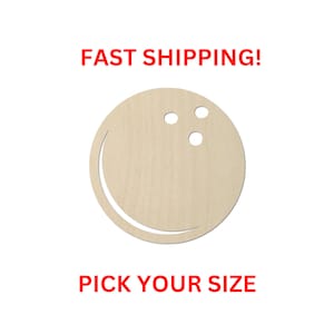 Unfinished Wooden Bowling Ball Shape | Blank Cutout | Craft Supplies | Bulk Wholesale | Bowling League | Laser Cut