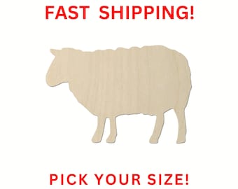 Unfinished Wooden Sheep Shape | Sheep Wood Cutout Shape | Laser Cut Blanks | Farm Animals | DIY Craft Blanks